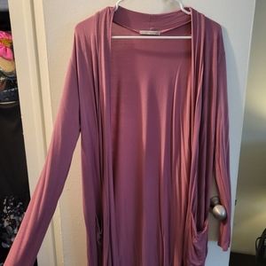 Long Pink Cardigan with Pockets
